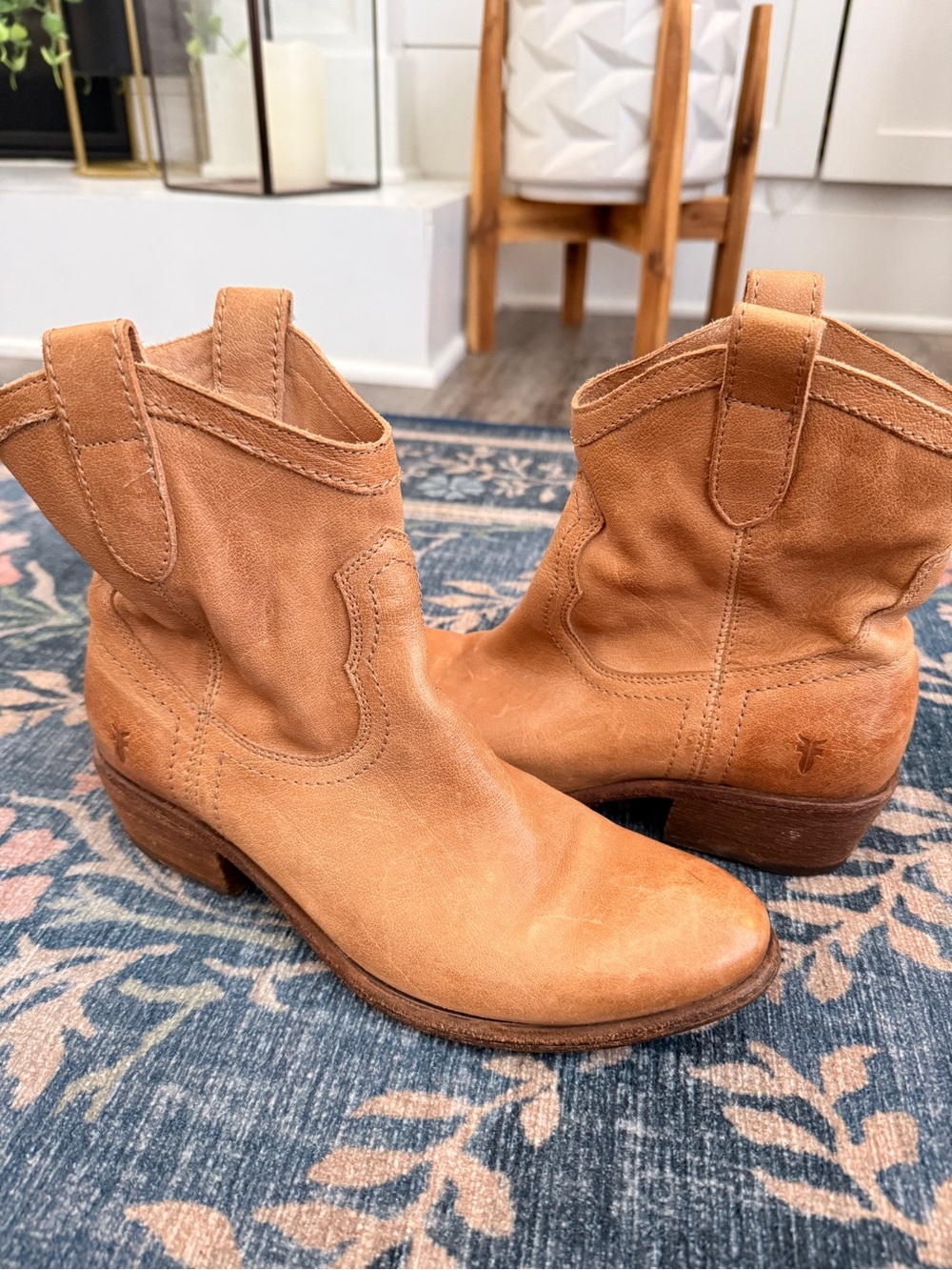 Frye Tan Leather Ankle Boots